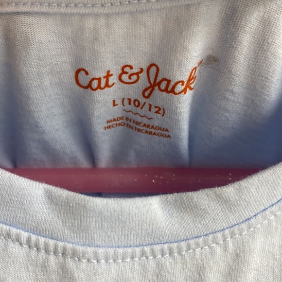 Cat & Jack girls L 10/12 t-shirt, light blue with horses print - Picture 2 of 4